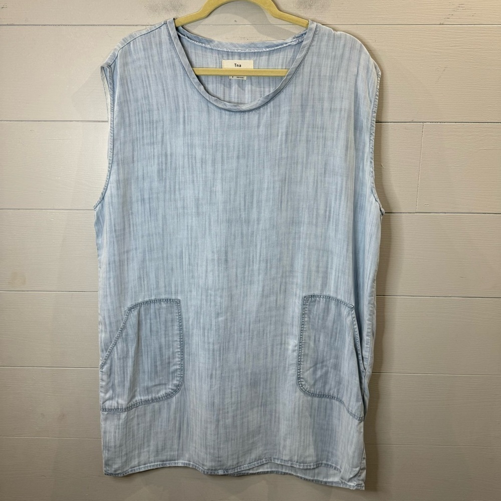 TNA Aritzia | Blue Lagenlook Sleeveless Relaxed Fit Dress Size Medium